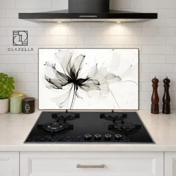 Ethereal Çiçek Motifli Ocak Arkası Koruyucu Cam - Glazella