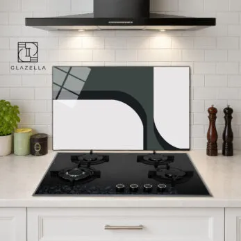 Modern Geometrik Desenli Ocak Arkası Koruyucu Cam - Glazella