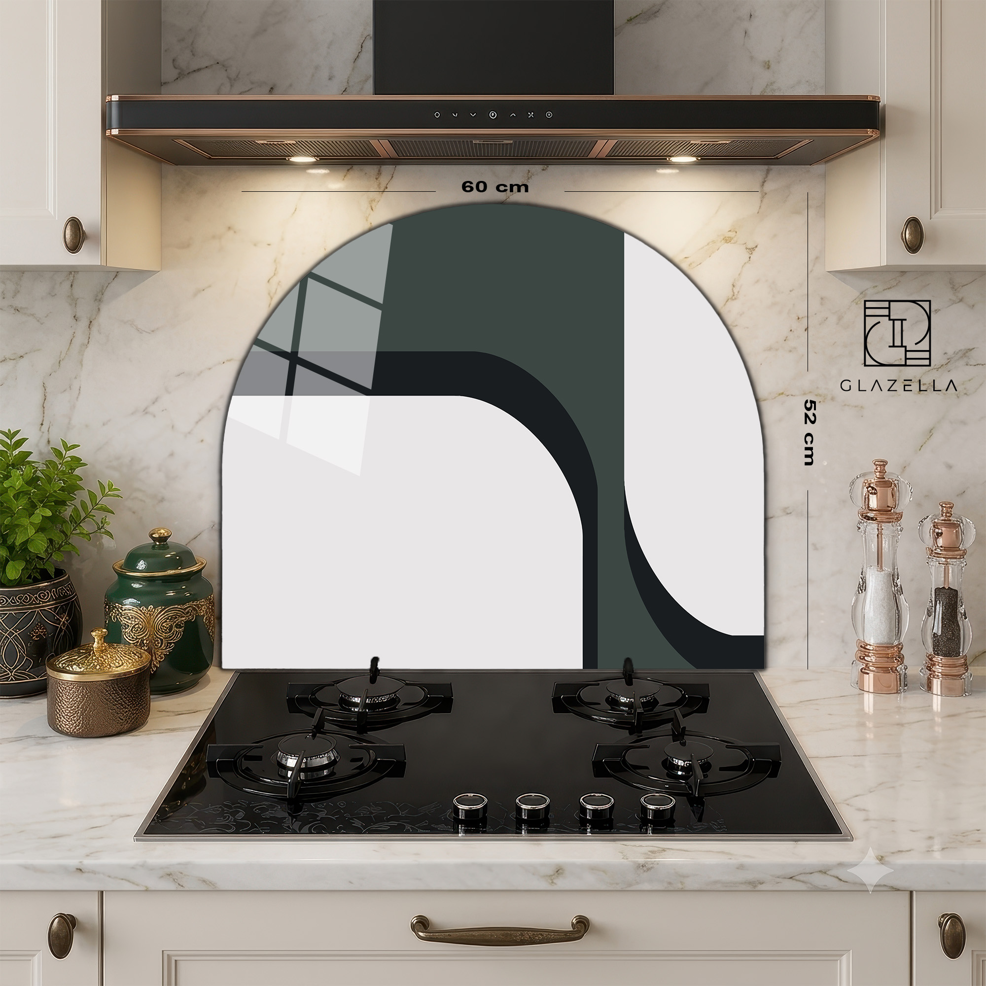 Modern Geometrik Desenli Ocak Arkası Koruyucu Cam - Glazella Modern Geometrik Desenli Ocak Arkası Koruyucu Cam - Glazella