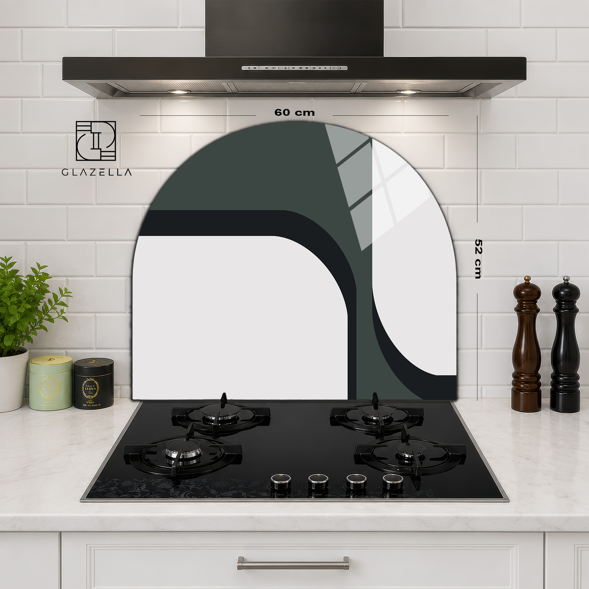 Modern Geometrik Desenli Ocak Arkası Koruyucu Cam - Glazella Modern Geometrik Desenli Ocak Arkası Koruyucu Cam - Glazella