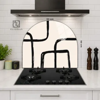 Minimalist Çizgiler Ocak Arkası Koruyucu Cam - Glazella