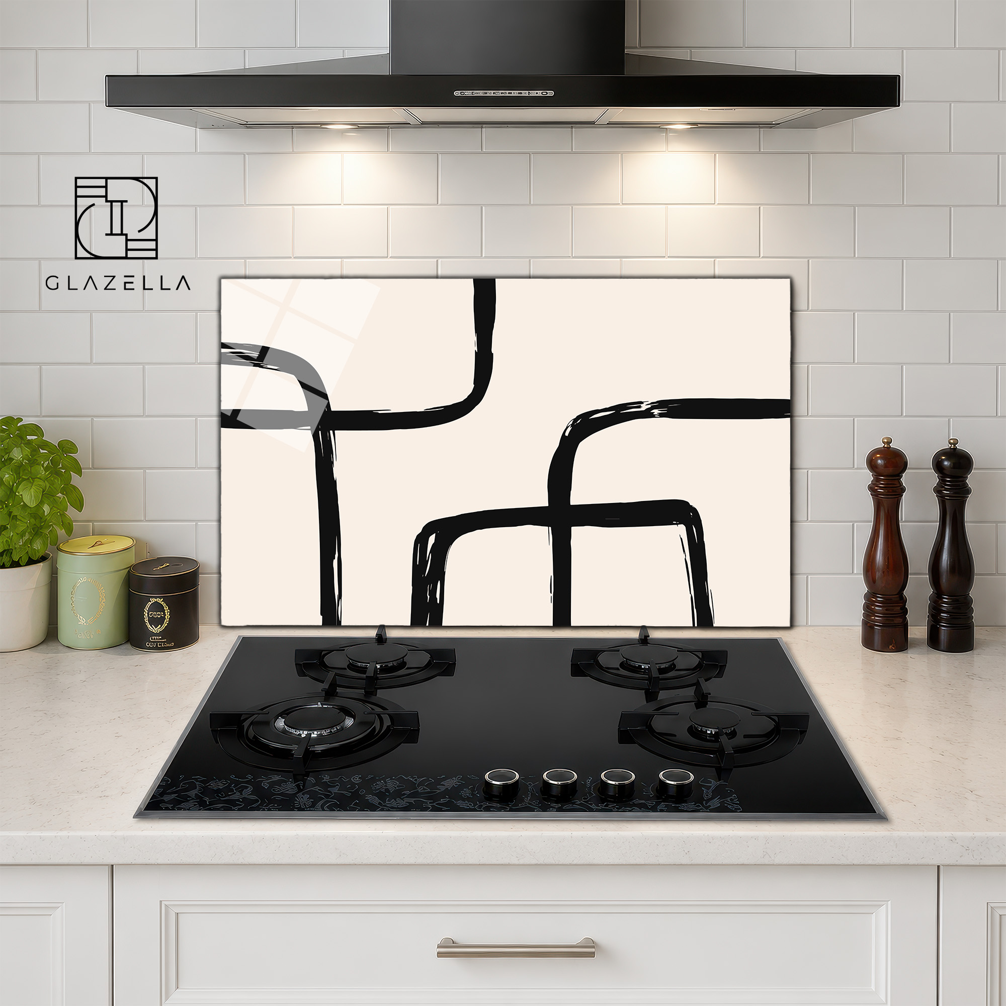 Minimalist Çizgiler Ocak Arkası Koruyucu Cam - Glazella Minimalist Çizgiler Ocak Arkası Koruyucu Cam - Glazella