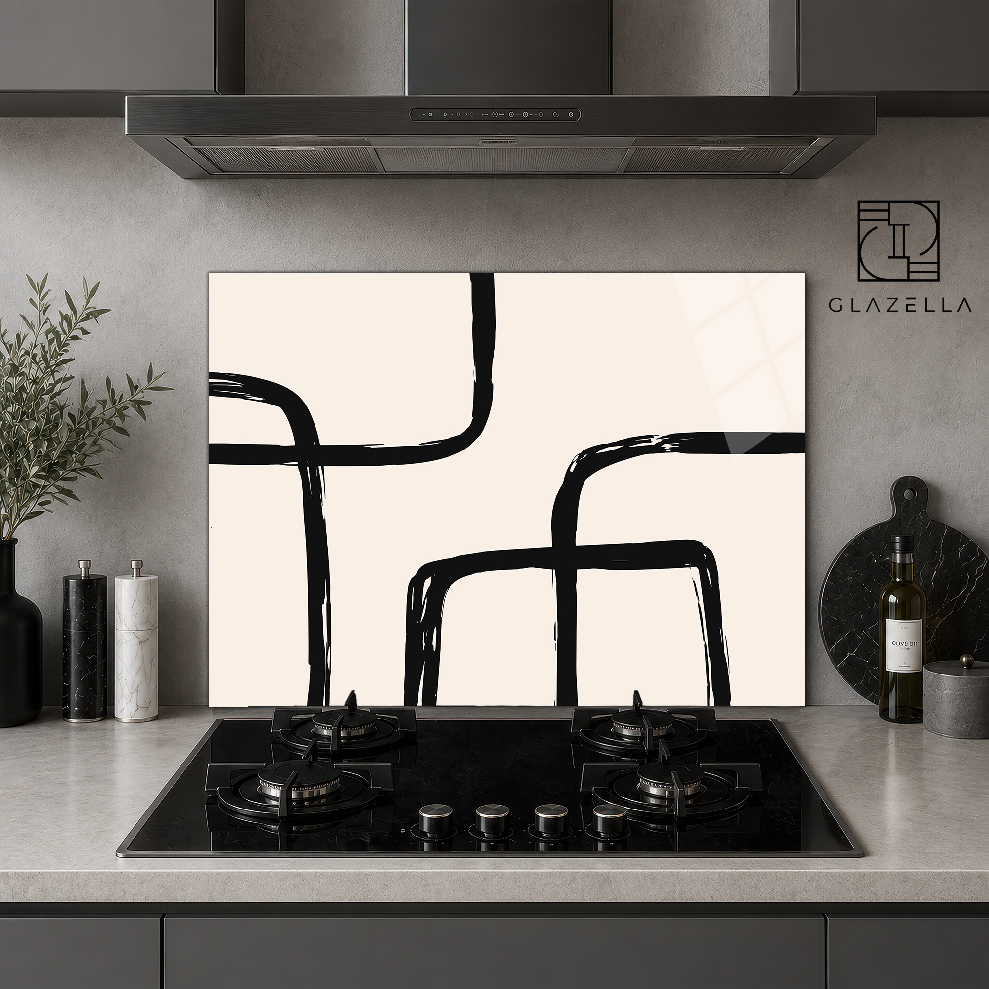 Minimalist Çizgiler Ocak Arkası Koruyucu Cam - Glazella Minimalist Çizgiler Ocak Arkası Koruyucu Cam - Glazella