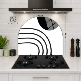 Modern Geometrik Desenli Ocak Arkası Koruyucu Cam - Glazella