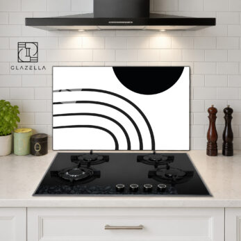 Modern Geometrik Desenli Ocak Arkası Koruyucu Cam - Glazella