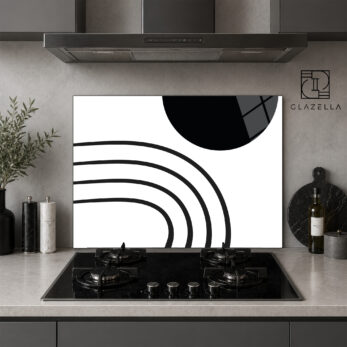 Modern Geometrik Desenli Ocak Arkası Koruyucu Cam - Glazella Modern Geometrik Desenli Ocak Arkası Koruyucu Cam - Glazella
