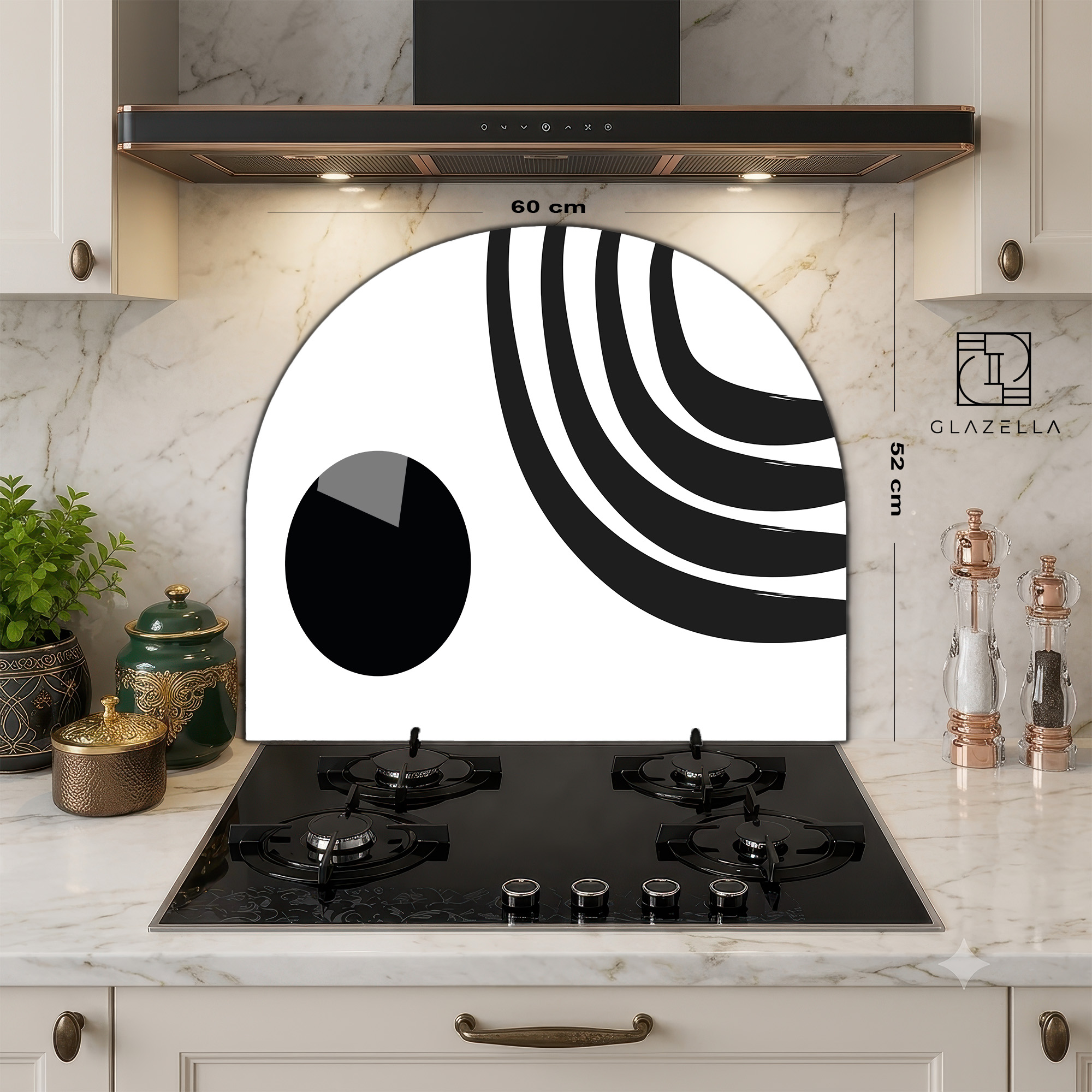Minimalist Siyah Beyaz Sanat Ocak Arkası Koruyucu Cam - Glazella Minimalist Siyah Beyaz Sanat Ocak Arkası Koruyucu Cam - Glazella