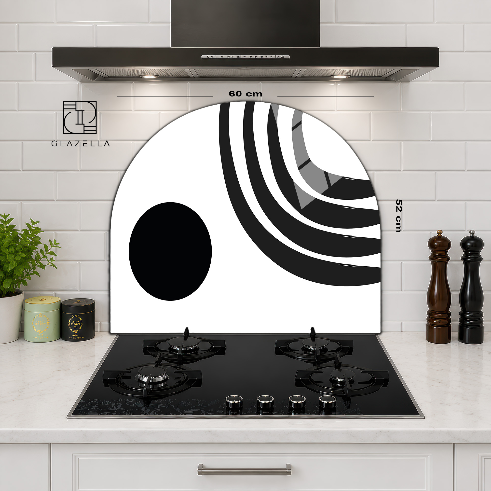 Minimalist Siyah Beyaz Sanat Ocak Arkası Koruyucu Cam - Glazella Minimalist Siyah Beyaz Sanat Ocak Arkası Koruyucu Cam - Glazella