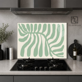 Modern Yaprak Desenli Ocak Arkası Koruyucu Cam - Glazella Modern Yaprak Desenli Ocak Arkası Koruyucu Cam - Glazella