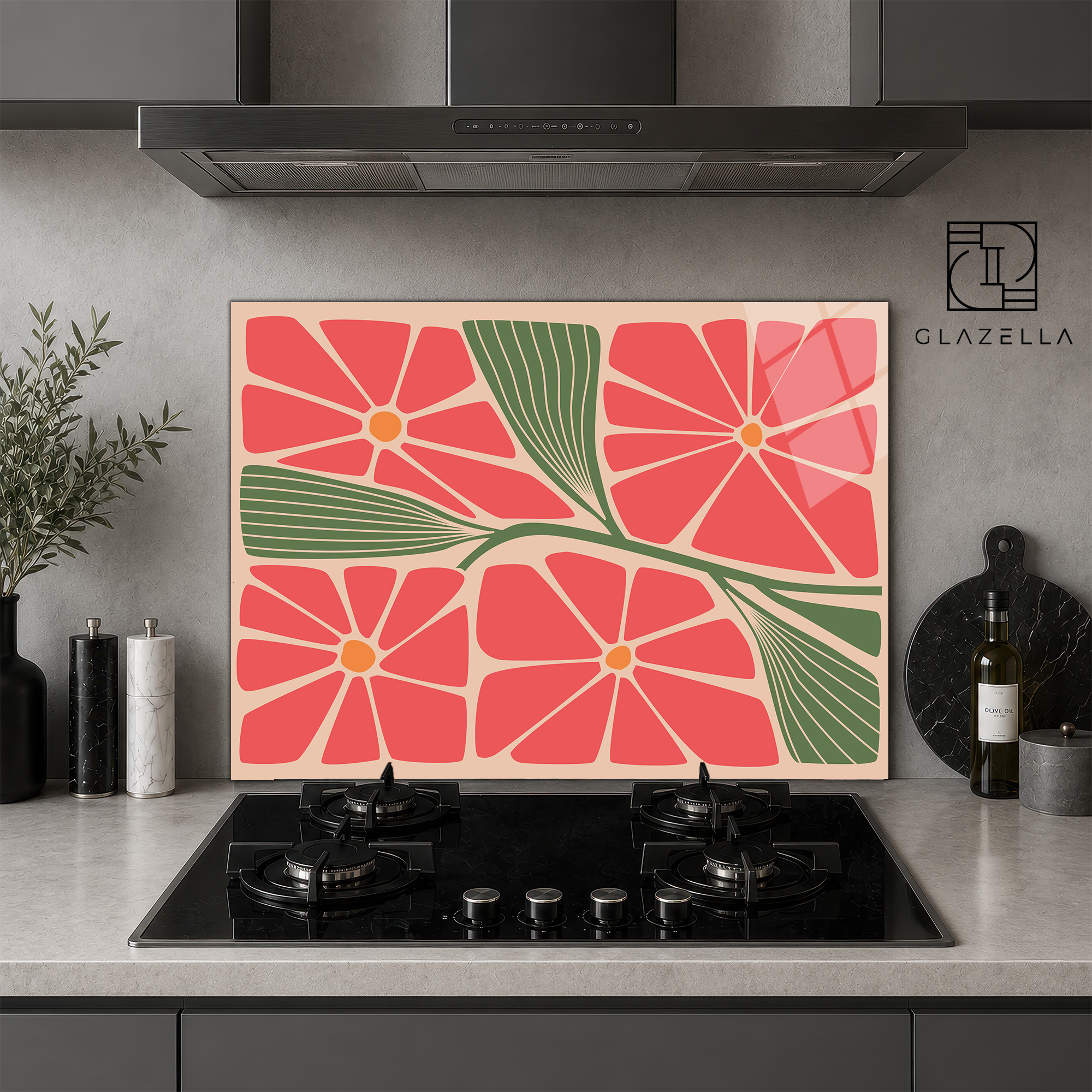 Canlı Greyfurt Dilimleri Ocak Arkası Koruyucu Cam Panel - Glazella Canlı Greyfurt Dilimleri Ocak Arkası Koruyucu Cam Panel - Glazella
