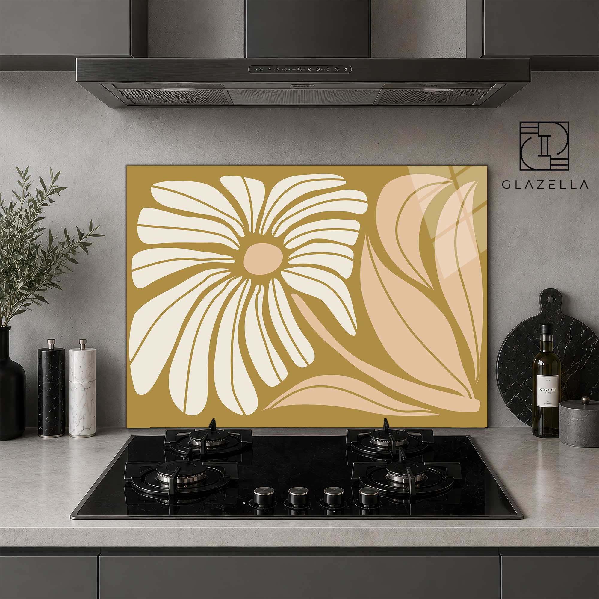 Pastel Çiçek Bahçesi Ocak Arkası Koruyucu Cam - Glazella Pastel Çiçek Bahçesi Ocak Arkası Koruyucu Cam - Glazella