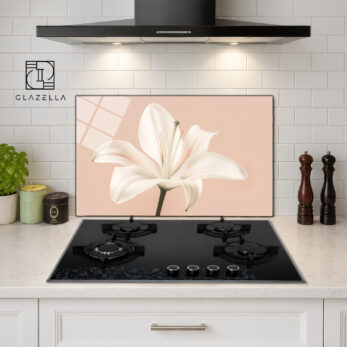 Zambak Zarafeti Ocak Arkası Koruyucu Cam Panel - Glazella